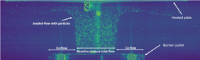 Image of the seeded-particles flow in a DME/O2/O3 cool flame (image)